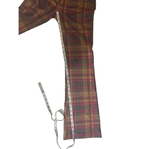 ANTHROPOLOGIE The Essential Trouser Gray Pink Beige Plaid Low Rise Size 0 - Picture 6 of 8